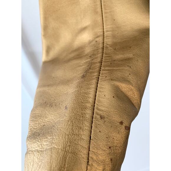 Vintage Yves Saint Laurent Rive Gauche Gold Leather & Feather Jacket - Picture 9 of 10